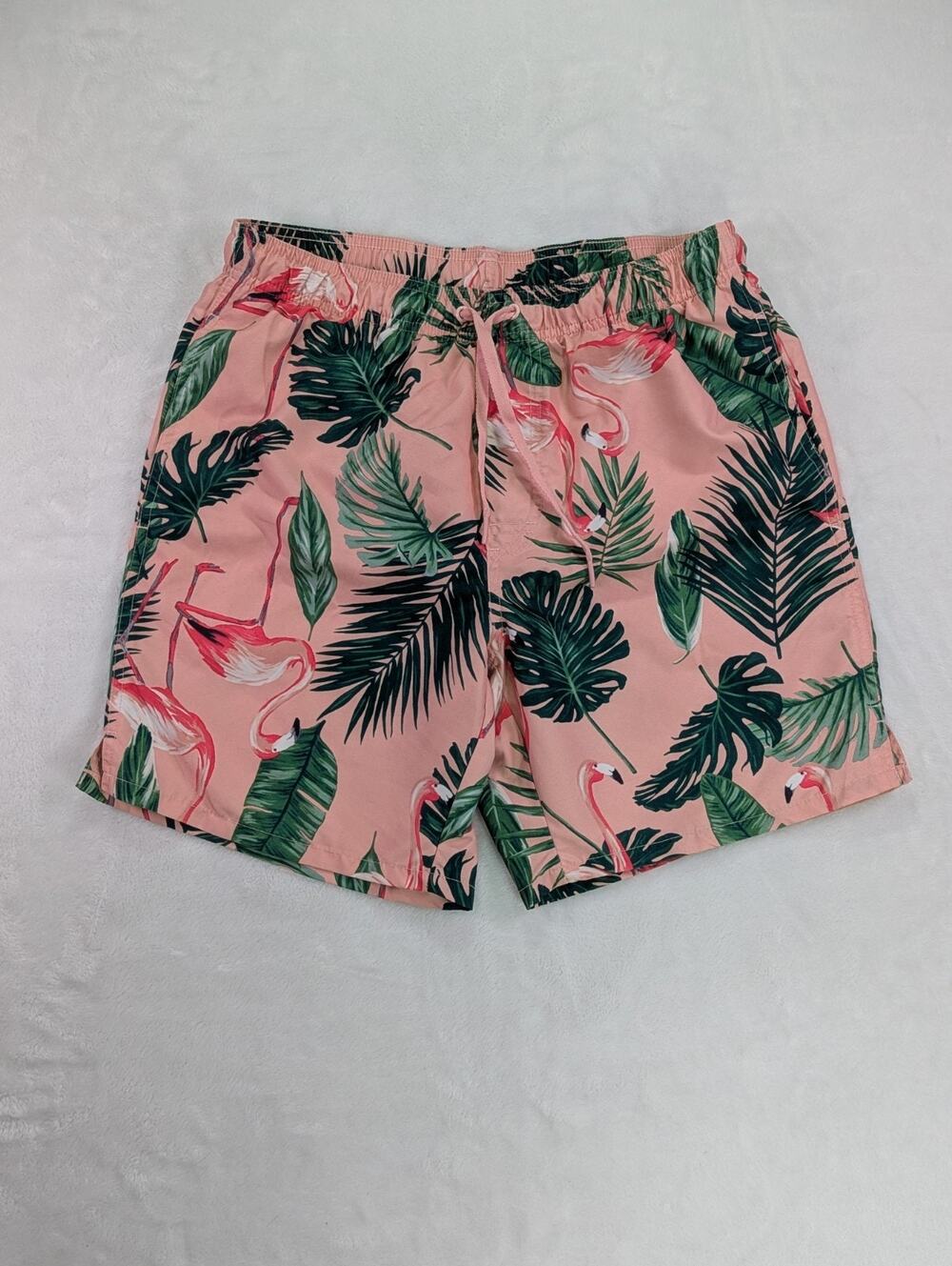 Old Navy Men's Pink Flamingo Swim Trunks Mesh Lined Bathing Suit S